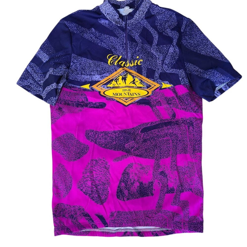 VTG Ultima Italian Cycling Jersey Shirt Men's L Purple Pink pockets bikewear